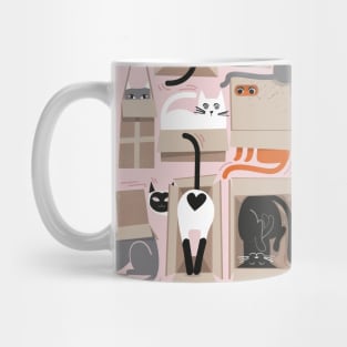 Purfect feline architecture // pattern // background cute cats in cardboard boxes Mug